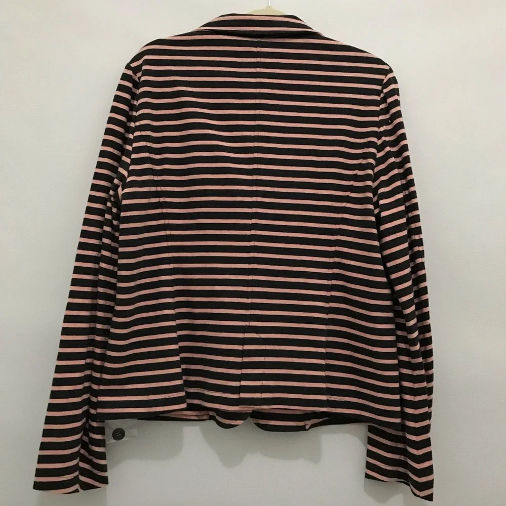 Garnet Hill Striped Gray and Pink Women's Jacket Size 18